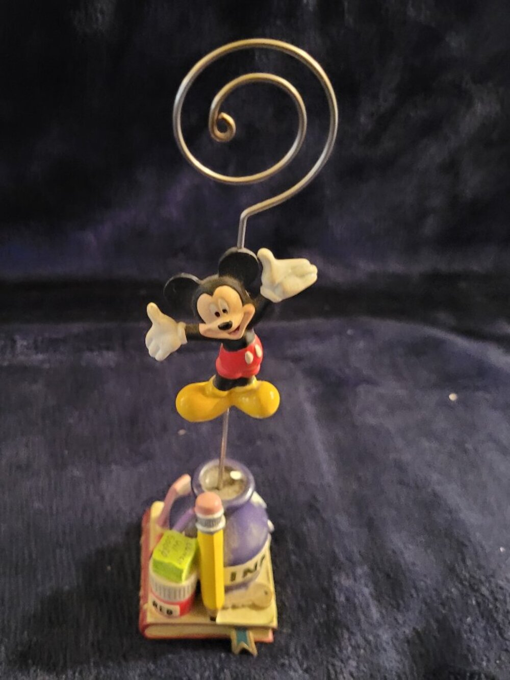 Disney Mickey Mouse Note Holder Photo Clip Desk Accessory 7" Figurine Vintage